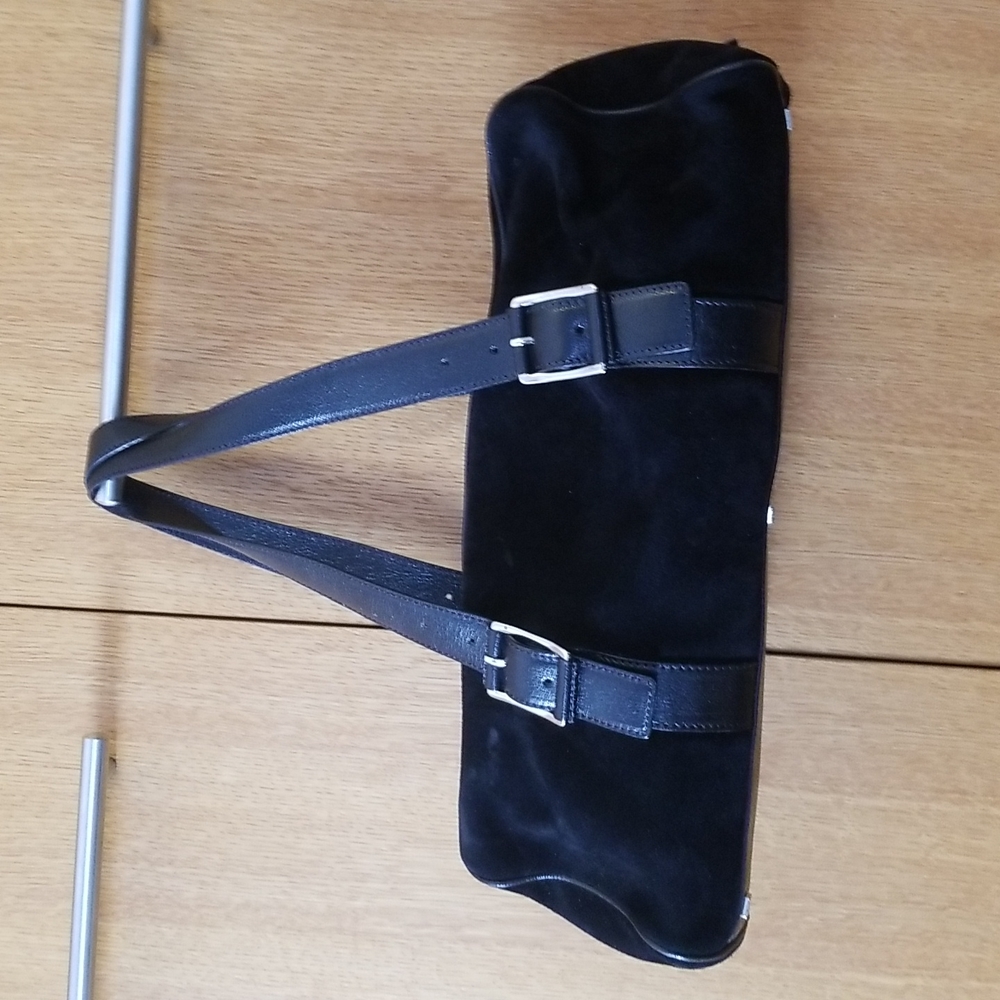 Suede Black Shoulder Bag - Picture 2 of 16